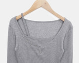 [Fake Layered/Peach Fuzz] Burnin Layered Button T-Shirt