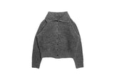 Furred High Neck Collar Knit Cardigan