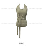 Mulit Side Shirring Strap Halter Sleeveless