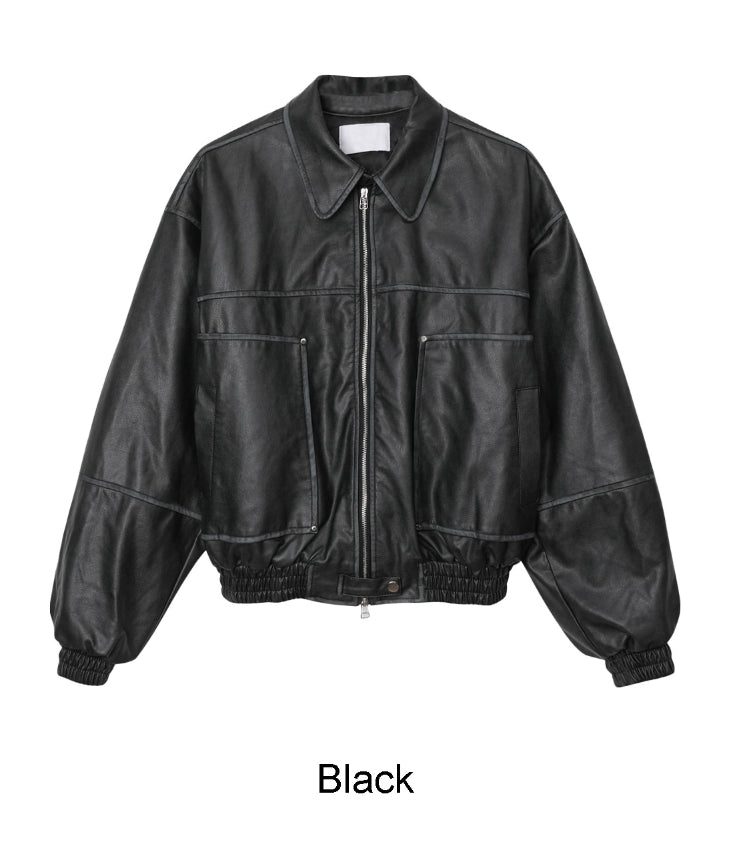 【SATIIIZ】RENNE Vintage Leather Jacket SATIIIZ】RENNE Vintage Leather Jacket (SATiiiZ/レザー