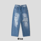 Portina Damage Wide Denim Pants