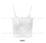 Pay ribbed button square-neck sleeveless (with cup)