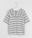 Kaol Stripe Dot Hood Short Sleeve Tee