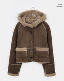 [MADE/Brushed Lining] Harbin Fluffy Suede Mustang Hood Short Coat