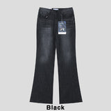 Stone washing ice cooling bootcut denim pants