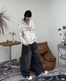 Raton Crop Lettering Brushed Hood Zip-Up