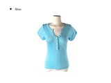 Evin Button V-Neck Knit Short Sleeve T-Shirt