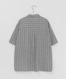 [Unisex] Tevin Check Seersucker Short Sleeve Over Shirt