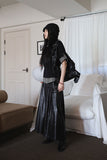 Bold Leather Pleated Skirt