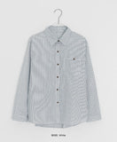 Hiche Stripe Basic Pocket Shirt
