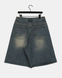 Tout Washed Wide Denim Bermuda Pants
