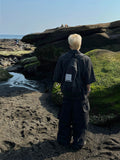 S/S Deep Black Big Pocket Nylon Balloon Pants