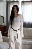 Textured Net Long Slim Knit Top