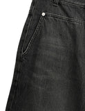 Cut pin tuck wide denim