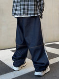 Half and Half Denim Balloon String Pants