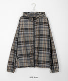[unisex] Dorico Check Hood String Wind Jacket