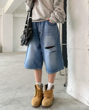 Shark Cutting Bermuda Denim Pants