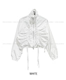 Sunlit strap shirring nylon zip-up jacket