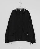 [BAONHAUS] Yu-ring check color matching collar pin tuck overfit bomber jumper