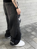 Ripped vintage damage black denim