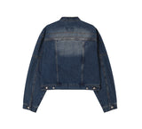 Ocean Washed Stitch Biker Denim Jacket