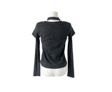 [Muffler Set/Fake Layered] Chad Stripe Layered Short Sleeve Knit T-Shirt Set