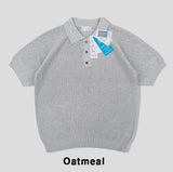 Berna Linen Collar Knit Short Sleeve T-shirt