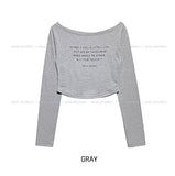 Little Lettering Boat Neck Crop Long Sleeve
