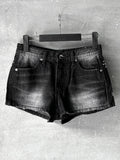 Studded Black Short Denim