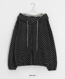 Moyan Dot Hood Fleece Zip-Up Jumper