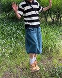 Brin collar striped knit