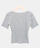 Juhin Lace Button Short Sleeve T-shirt