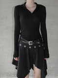 Rubber Wool See-Through Collar Tee