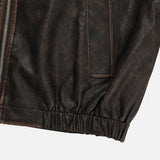 Pond cut washing two-way leather jacket