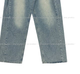 Side pin tuck washed wide denim pants