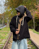 Corduroy layered hoodie jacket