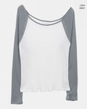 Ella Raglan One-Shoulder Long Sleeve T-Shirt