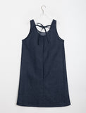 Suu Ribbon Denim Sleeveless Long One Piece