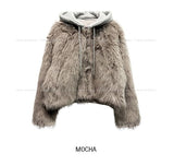 Facey Hood Layered Fur Jacket