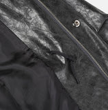 Seri glossy crack leather hoodie field jacket