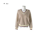 Toto Stripe V-neck Loose Fit Long Sleeve Knit