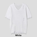 Atelie damage V-neck short sleeves knitwear