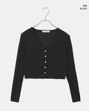 Lining Dot V-neck See-through Crop Cardigan