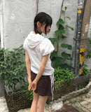 [MADE] Tarot dot shirring ribbon puff half-zip anorak