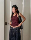 [U-BASIC] Cerandi Ribbed Y Mango Sleeveless