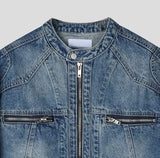 Motorick cut-out patch biker denim jacket