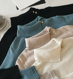 Lumen One-Shoulder Button Half Polar Knit