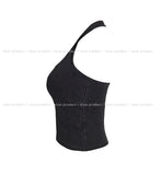 Pigment Snap Ribbed Halter Sleeveless