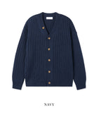 Normal Button Ribbed Knit Cardigan