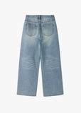 (W) WASHED DENIM PANTS